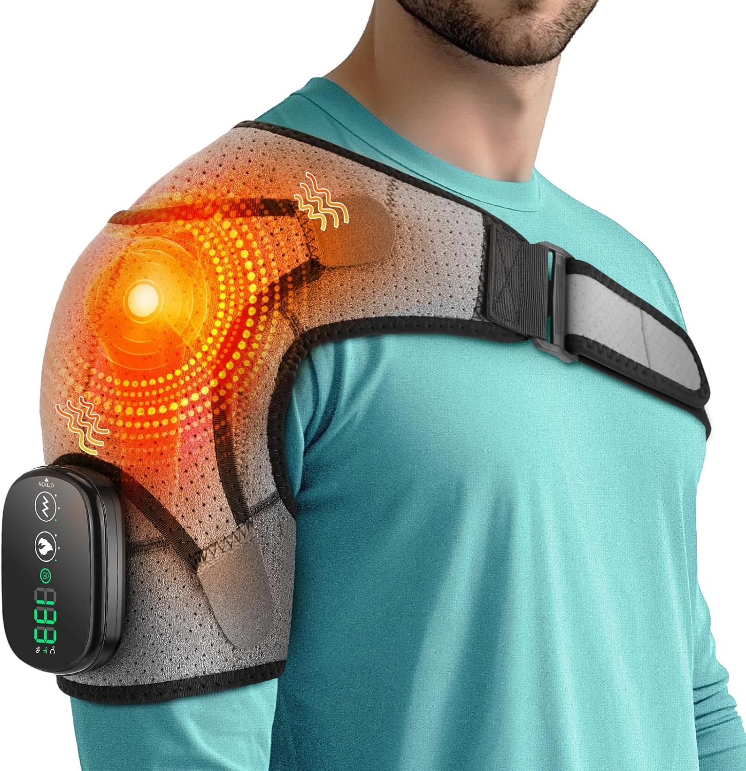 Cordless Shoulder Heating Pad with Massage, Shoulder Massager with Heat
