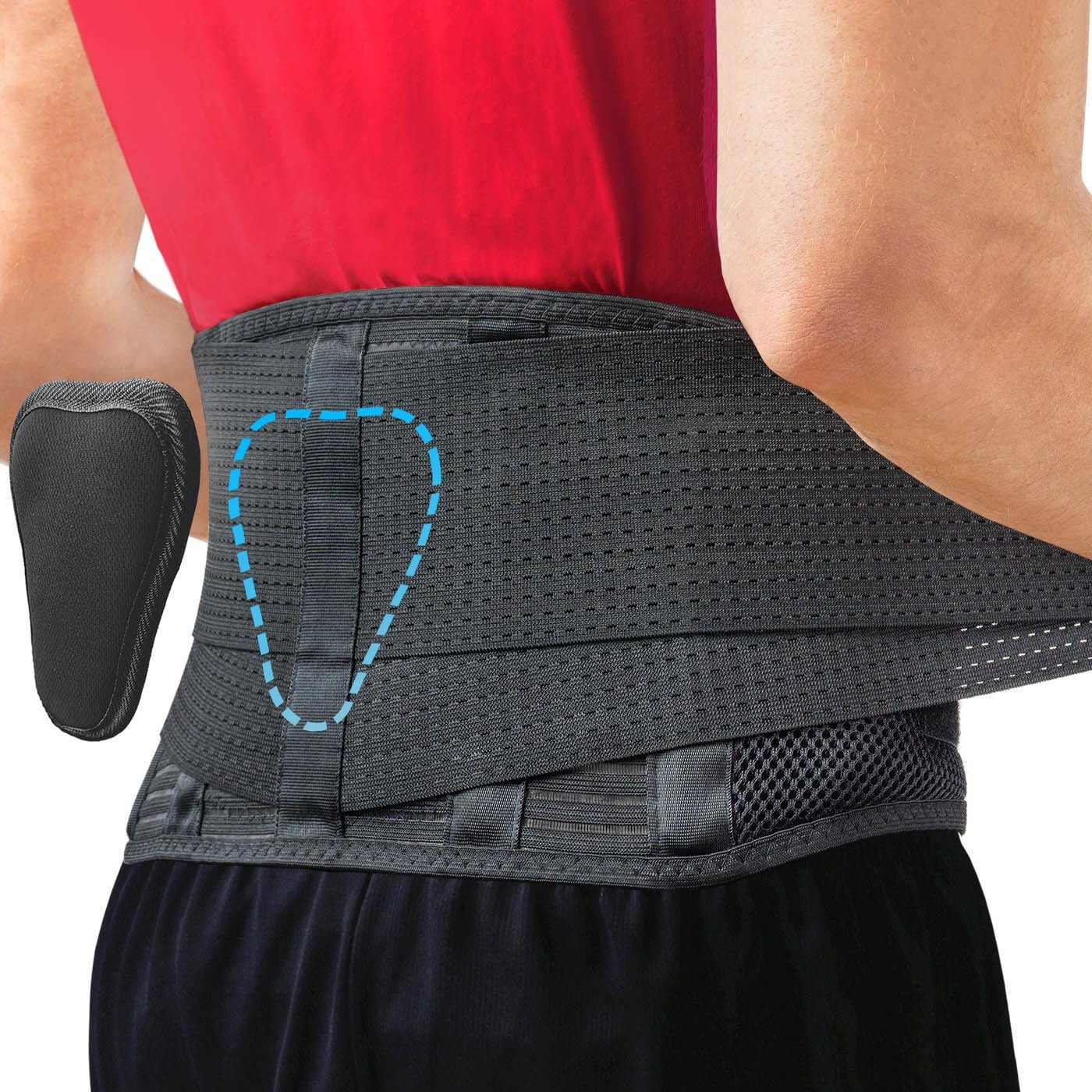 Sparthos Back Brace for Women & Men, Sciatica, Lower Back Pain – Black-M