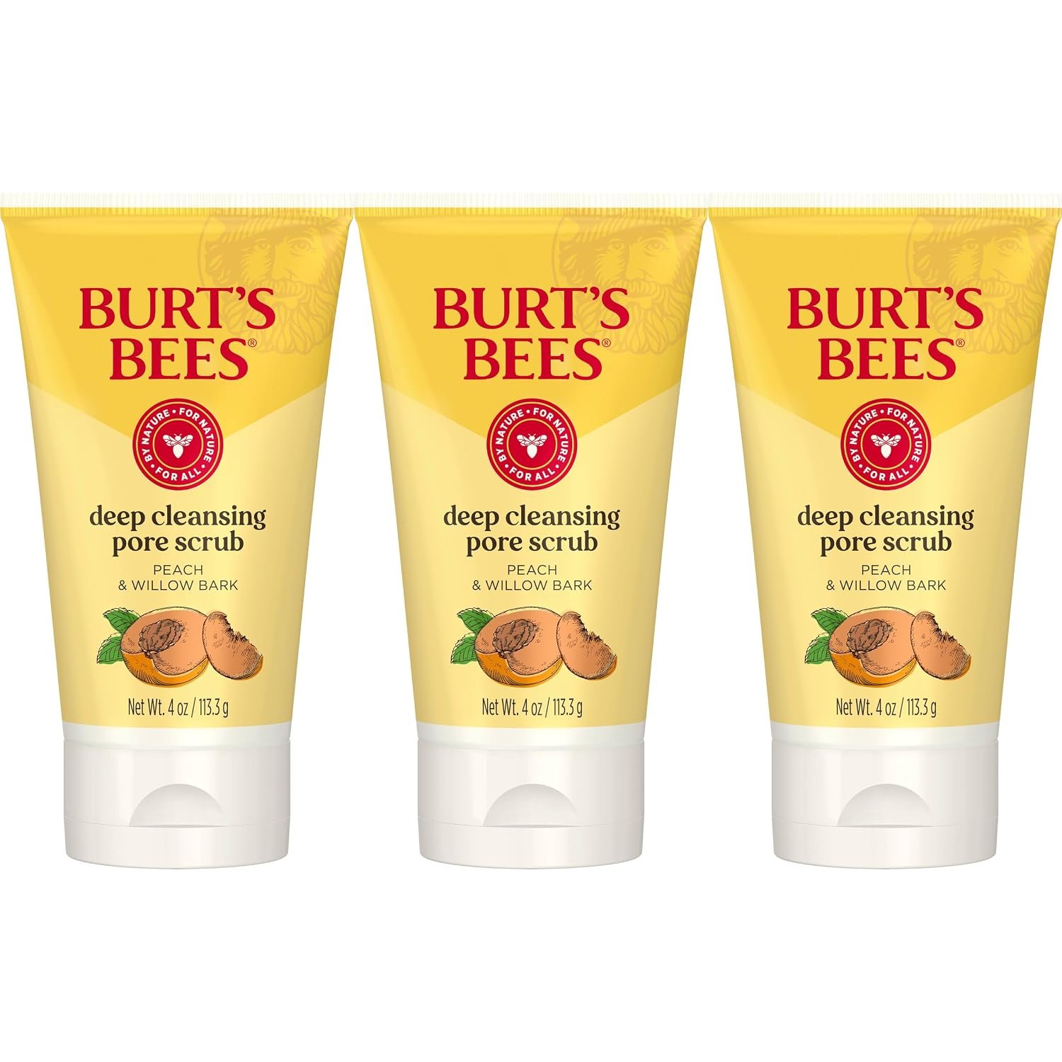 Burt’s Bees Deep Cleansing Pore Scrub with Peach and Willow Bark, 4 Ounces, Pack of 3