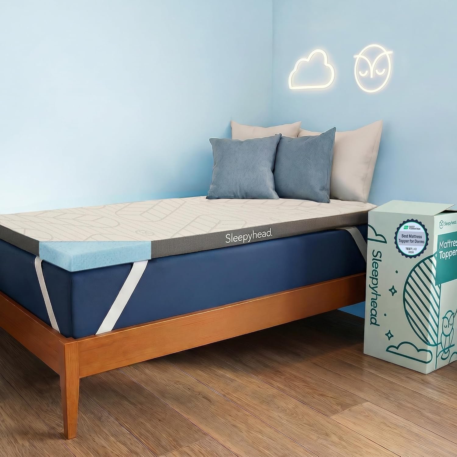 Sleepyhead Twin XL Mattress Topper 2 Inch for College Dorm, Cooling Gel Memory Foam, Pressure Relief, Removable Washable Cover, CertiPUR-US Certified (XL Twin 2″)