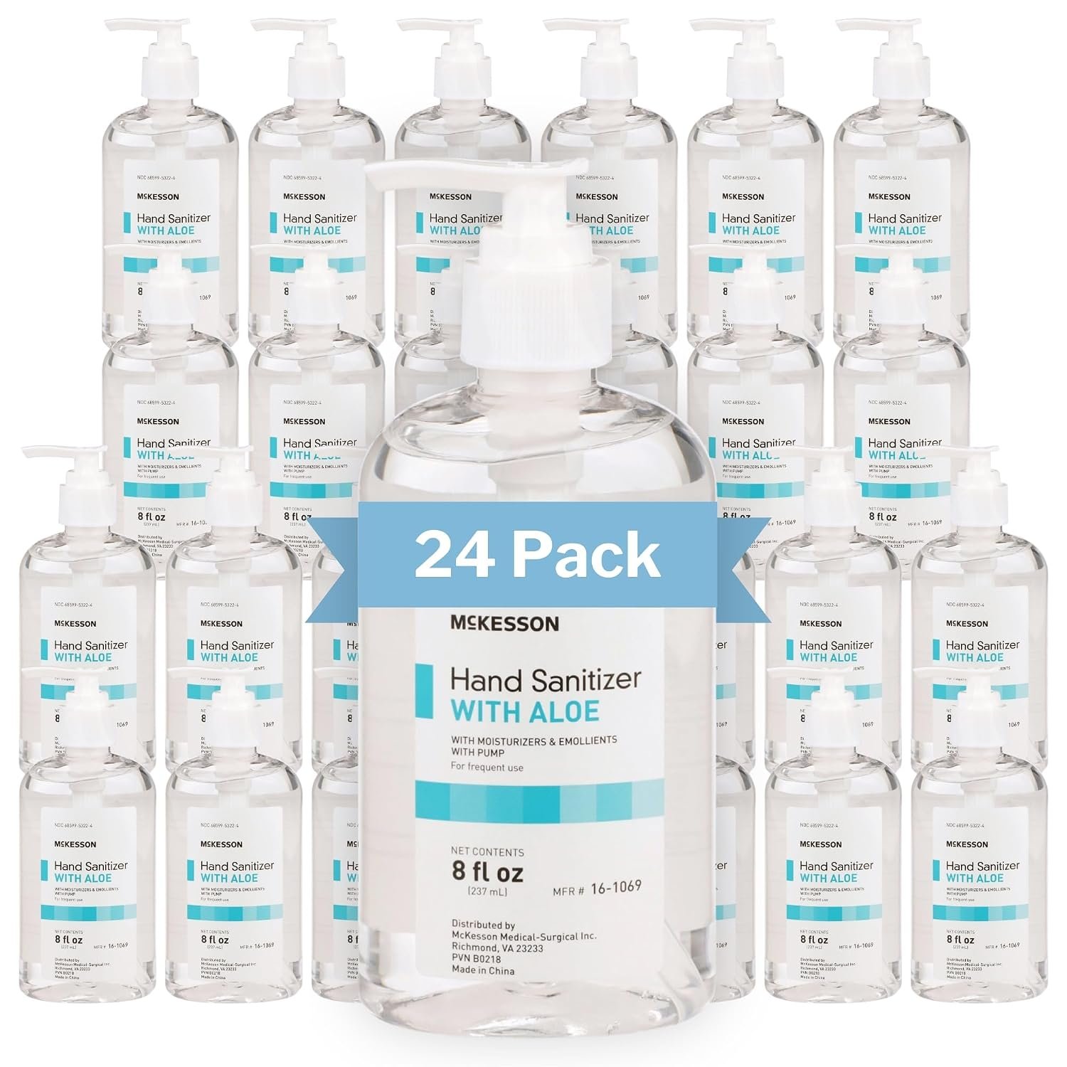 McKesson Hand Sanitizer Pump with Aloe, Bulk, 8 oz, 24 ct