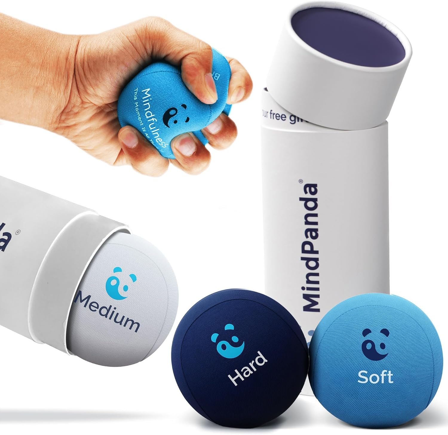 Mind & Body Stress Balls for Adults – Multi-Density Squeeze Balls for Hand Therapy & Grip Strengthening – Stress & Anxiety Relief – Choose 3-Ball (Soft, Medium & Hard) or 2-Ball (Soft & Hard) Sets