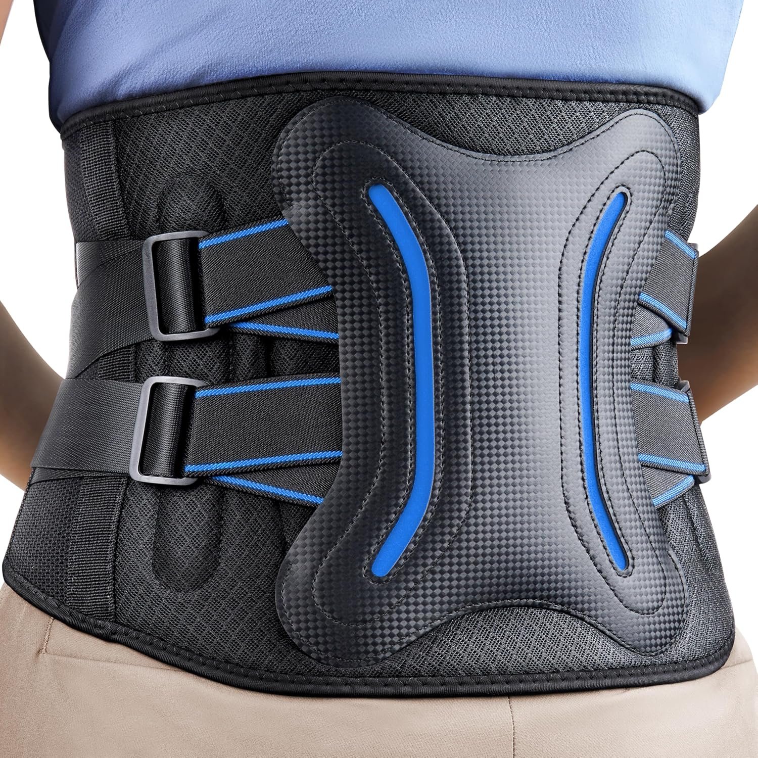 FEATOL Back Brace for Lower Back Men Women, 5-Stays Lumbar Support Belt, XL