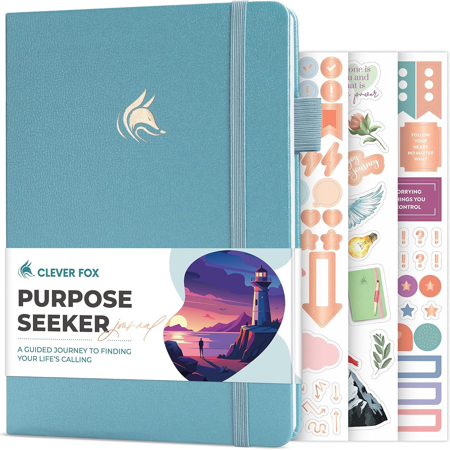 Clever Fox Purpose Seeker Journal for Women, Guided Self-Help, Aquamarine