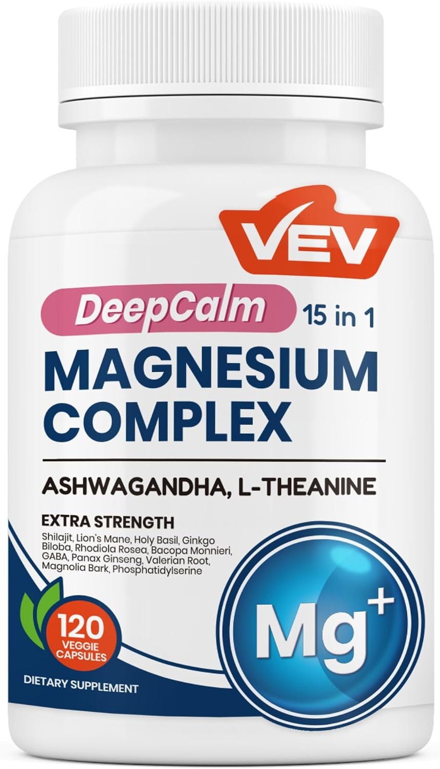 VEV DeepCalm 15-in-1 Magnesium Complex for Women & Men, 120 Caps