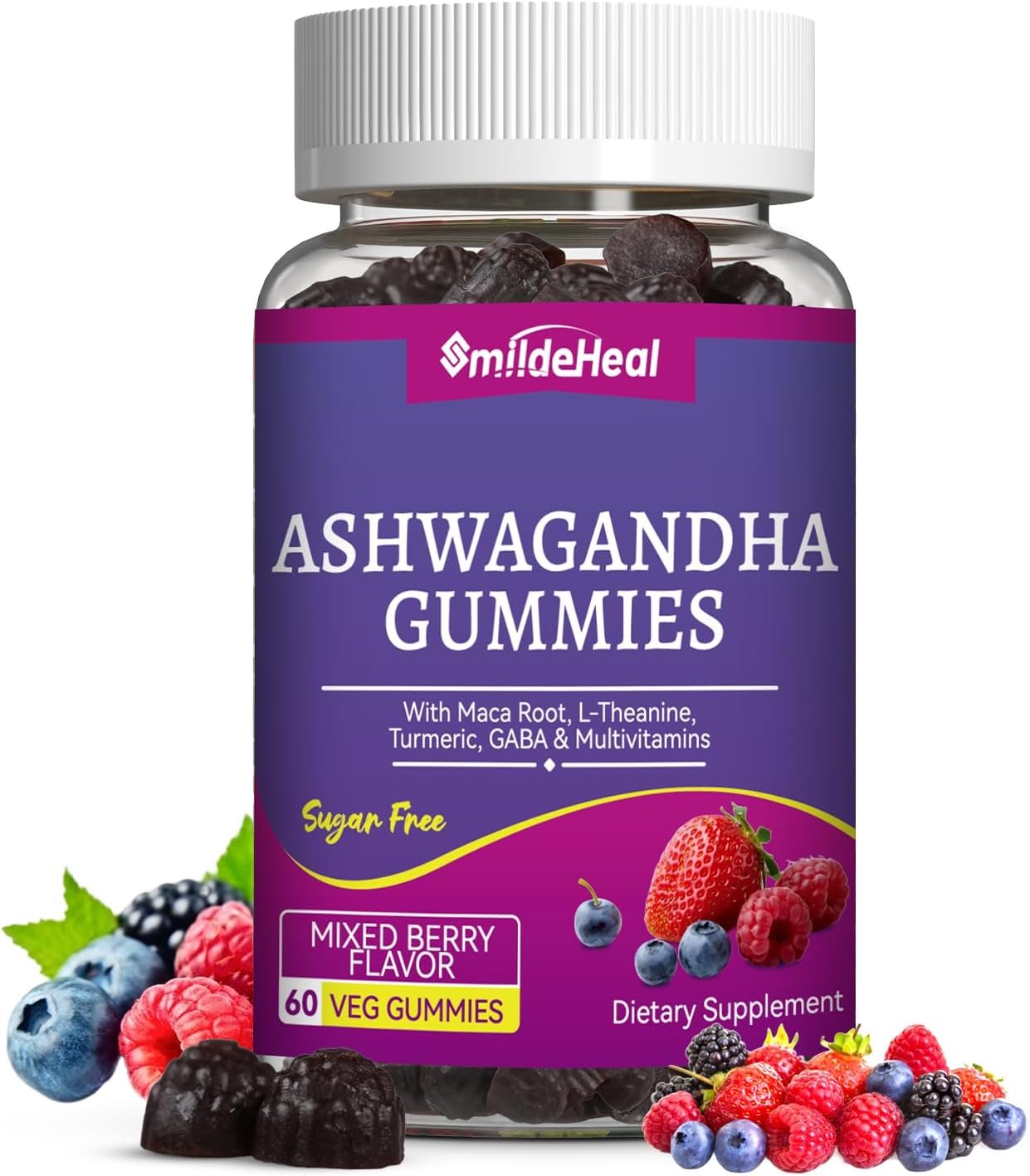 Ashwagandha Gummies 3000mg for Calm & Stress Relief, 60 Count, Vegan