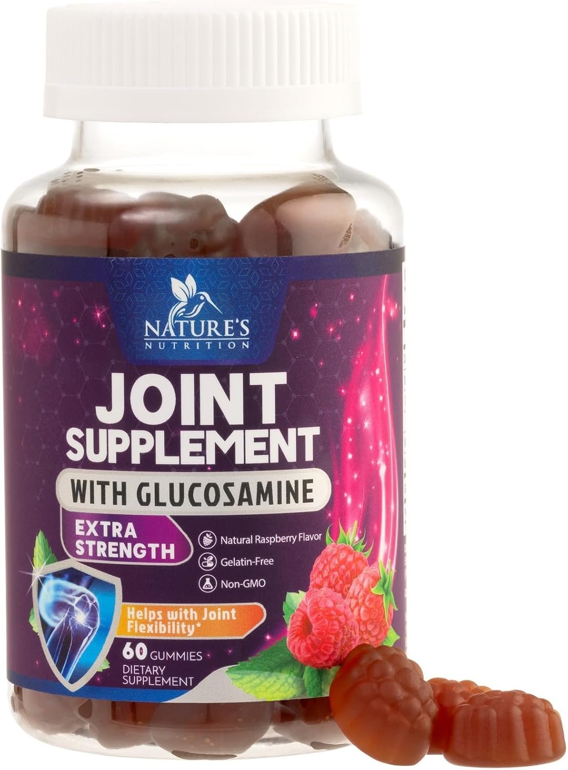 Joint Support Gummies – Extra Strength Glucosamine Gummy Plus Vitamin E – Nature’s Joint Support Supplement for Occasional Discomfort for Back & Knees – Cartilage & Flexibility Support – 60 Gummies